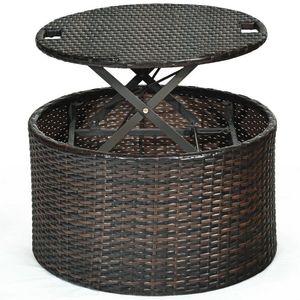 Lettino da Giardino Rotondo con Baldacchino, Set di Mobili in Rattan - Product Image 2