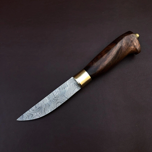 Couteau artisanal personnalisable en acier Damas avec manche en bois Pakka et étui en cuir disponible chez ZA Damascus Maker - Product Image 2