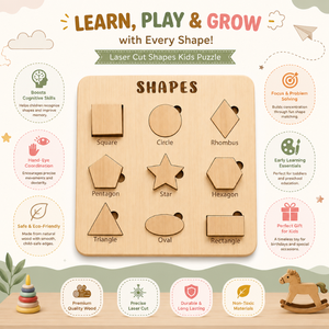 Rompecabezas de Madera de Lujo con Formas para el Aprendizaje y la Educación Temprana de los Niños |   Juguete de Clasificación de Formas Inspirado en Montessori con Corte Láser - Product Image 4