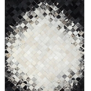 Alfombra de estrella redonda de cuero de vaca hecha a mano alfombra con diferentes formas estilos parche de costura de cuero alfombra de área de trabajo decoración occidental - Product Image 1