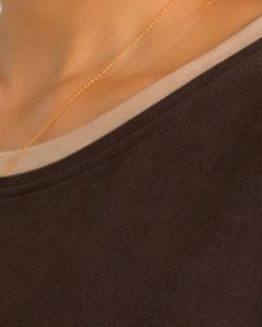 Chocolate Brown Women Oversized T Shirt Casual Crew Neck Short Sleeve Contrast Trim Loose Fit Soft Breathable Summer <b>Top</b> - Product Image 5