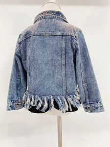 Chaqueta Vaquera Desgarrada con Flecos para Niñas Pequeñas, Estilo RTS, Gran Venta - Product Image 3