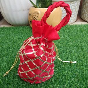 Multicolor Designer Gotta <b>Work</b> Satin <b>Bag</b> Handbag Potli <b>Bag</b> With Dudal Handle Embroidered Polti <b>Bags</b> for Wedding, Hldi Favors - Product Image 6