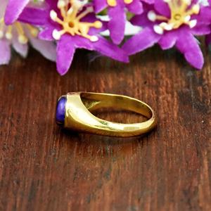 Purple Turquoise Signet <b>Ring</b> Minimalist Gold <b>Statement</b> <b>Ring</b> Bezel Set Gemstone Jewelry - Product Image 3