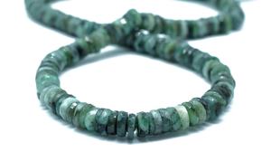 Perles en forme de pneu à facettes émeraude de 6mm - Product Image 5