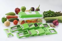 Hachoir manuel multifonctionnel en plastique 17 pièces, trancheuse à oignon, coupe-légumes, mandoline, outil de cuisine