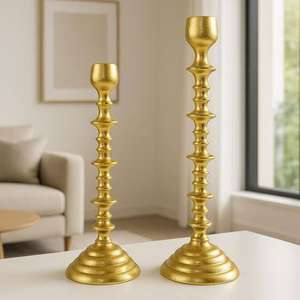 Set Of 3 <b>Gold</b> Plated Aluminum Candle Holder For Home Wedding Decoration In Customize Size Eco Friendly Durable Candle Stand - Product Image 2