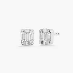 Lab Grown Diamond <b>Stud</b> Cluster Earrings Wholesale 14k Gold 925 <b>Silver</b> Baguette Round Cut Minimalist Solitaire Women Wholesale - Product Image 5