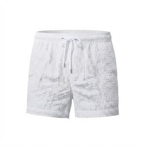 <b>Men's</b> Checkered Cotton Board Shorts <b>Men</b> Drawstring Waist Mid Rise Breathable Woven Summer Wear Swim <b>Trunks</b> - Product Image 3