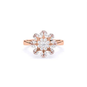 Bague de fiançailles en platine pour femme, diamant rond taille brillant, naturel et certifié, style romantique - Product Image 5