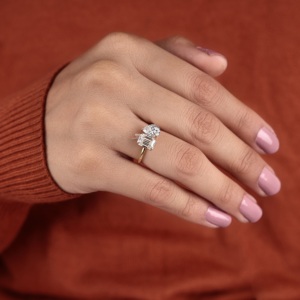 แหวนเพชร Toi Et Moi ทอง 14K มรกตและเพชรทรงหยดน้ำ แหวนหมั้นเรียบหรู แหวนแต่งงานดีไซน์เฉพาะ แหวนขอแต่งงานสุดพิเศษ ของขวัญสำหรับเธอ - Product Image 6