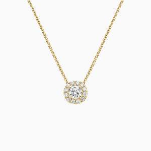 Round Halo Lab Grown Diamond Pendant <b>Necklace</b> in 14K White Gold Classic Sparkle Design Elegant Gift Jewelry for Women - Product Image 4