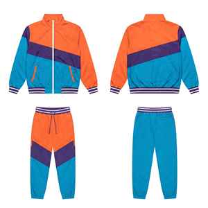 Ensemble survêtement coupe-vent en nylon personnalisé avec veste et pantalon, logo brodé en nylon épais, couleur unie, vêtements de sport pour homme - Product Image 1