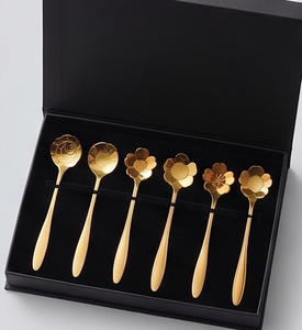 Ensemble de couverts en métal au design floral doré, finition miroir haute brillance, compatible lave-vaisselle, idéal pour les occasions de mariage - Product Image 6