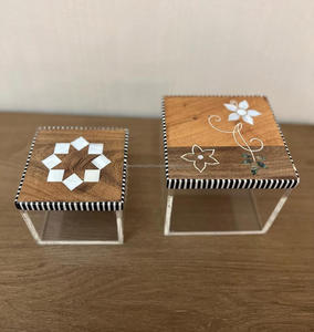 Porte-serviettes en bois MDF fait à la main de luxe décorations pour la maison élégantes de haute qualité boîte à mouchoirs en nacre par FWE - Product Image 6