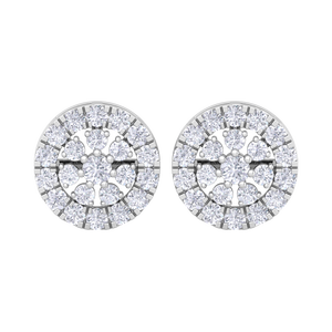 Custom Round Halo Diamond <b>Stud</b> Earrings Two Tone White Gold Cluster Earrings Real Diamond Jewelry Factory Wholesale Gift - Product Image 3