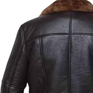 Men Classic 100% Genuine Cow Skin Leather Waterproof Breathable Bomber Jacket Brown Plus Size Winter <b>Coat</b> Warm Rabbit Fur Zipper - Product Image 6