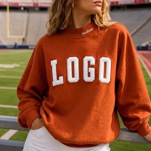 Sweat-shirt vintage personnalisé pour femme grande taille en coton, col montant, broderie de logo, détail au col, style streetwear décontracté - Product Image 3