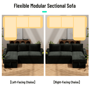 Divano Letto Angolare Moderno Convertibile in Velluto a Coste con Contenitore, Portabicchieri e Braccioli per Soggiorno - Product Image 6