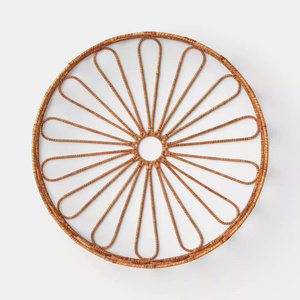 Unique Pattern Rattan Round Serving Tray Woven Design For <b>Coffee</b> <b>Table</b> Styling, Home Decor And Serving Use - Product Image 2