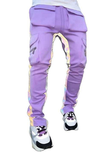 Pantalones Deportivos Anchos de Algodón 100% con Rayas Laterales Brillantes Negras para Hombre, Venta al Por Mayor - Product Image 2