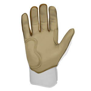 Qaswa Sports White Leather Batting Gloves <b>Hook</b> Loop Closure Durable Lightweight Breathable Training Unisex Adult Ambidextrous - Product Image 2