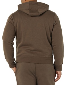 Sweat à capuche en molleton de coton 100% pour hommes de haute qualité 500 gsm tissu fermeture éclair complète motif d'impression 3D brodé thermique - Product Image 3