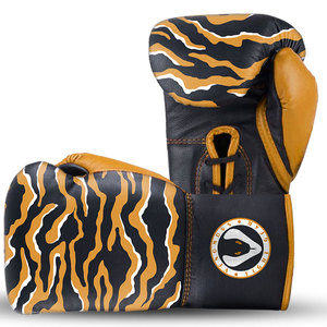 Guantes de Boxeo Profesionales de Cuero de Alta Calidad con Diseño de Rayas de Tigre, Personalizados OEM, con Agarre para las Manos y Soporte para la Muñeca con Cordones - Product Image 4
