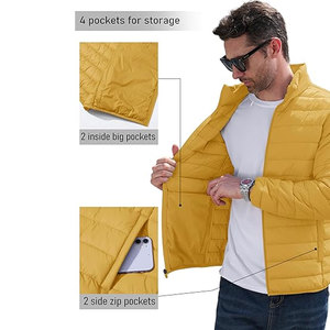 Veste matelassée légère pour homme, résistante au froid, coupe-vent, hydrofuge, en nylon respirant, avec ourlet et poignets élastiqués - Product Image 5