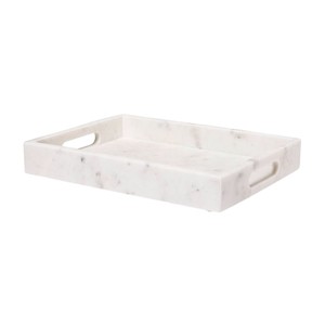 Table basse en marbre artisanale élégante et moderne, plateau de service et de présentation, plateau rectangulaire en marbre blanc naturel de qualité supérieure, en promotion - Product Image 6