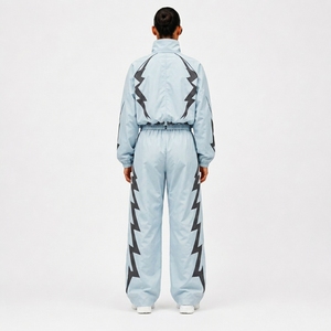 Black Nylon Training Tracksuit <b>Set</b> with Sports Jacket and Matching Track Pants for Fitness Running Workout Gym and Outdoor Sport - Product Image 2