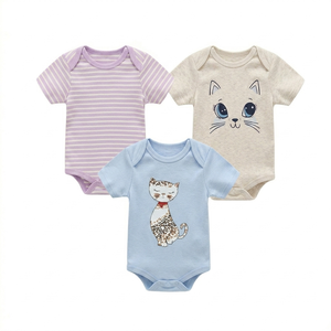 Sunnozy 2026 Nuevo Pelele de Algodón con Estampado Animal para Bebés Niños, Colores Mezclados, Verano, Botones, Manga Corta, Tejido - Product Image 6
