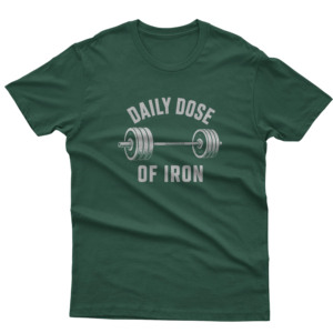 Camiseta Daily Dose Of Iron para hombre, camiseta de manga corta con cuello redondo y ajuste regular, camiseta de algodón con estampado de estilo informal, camisetas transpirables de secado rápido - Product Image 1