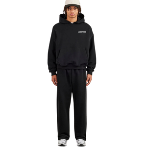 Mens <b>Two</b> <b>Piece</b> Hooded Tracksuit Pullover Hoodie Kangaroo Pocket Elastic Waist Wide Leg Trousers Relaxed Casual <b>Lounge</b> Outfit <b>Set</b> - Product Image 1