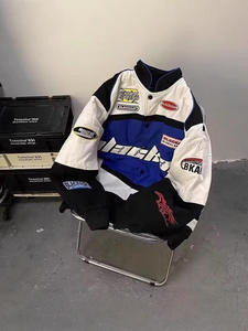 Blouson de baseball unisexe automne, coupe ample, blocs de couleur, col montant, brodé, style urbain - Product Image 3