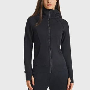 Vêtements de sport d'hiver à manches longues, à capuche, avec fermeture éclair personnalisée, trou pour le pouce, 100% coton, imprimés, pour la salle de sport, fabricant OEM ODM - Product Image 1