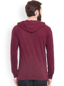 Sudadera con capucha para hombre, color granate, con cordón ajustable, para la temporada de otoño e invierno, nueva moda masculina - Product Image 2