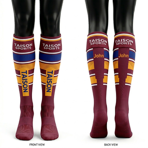 <b>Men</b> and women Gaelic Football <b>Socks</b> Premium Polyester Cotton Blend Breathable Jacquard Knit Custom Logo <b>Yellow</b> Blue Panel Design - Product Image 1