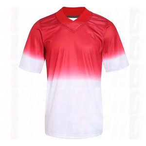 Soccer Jersey <b>Men</b> Red <b>White</b> Gradient V-Neck Short Sleeve Moisture Wicking Football Uniform Breathable Sport Apparel - Product Image 1