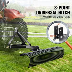 Desbrozadora de 72 Pulgadas para Remolcar con 36 Dientes de Acero, Accesorios de Rastrillo Desbrozador de 3 Puntos para Tractor, Piezas y Accesorios para Cortacésped - Product Image 3