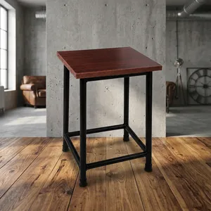 Taburete Metálico con Asiento de Madera |   Taburete Multiusos Resistente para Hogar, Cocina, Tienda, Oficina, Comedor y Uso General - Product Image 6