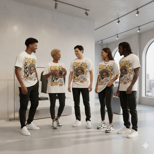 Camiseta gráfica negra para hombre de alta calidad, 100% algodón, corte holgado, impresión DTG, estilo cropped y boxy. - Product Image 3