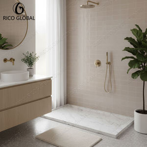Base de douche rectangulaire moderne en pierre avec couvercle de drain intégré, modèle OEM BST-008A-CARA, fabriqué en Malaisie - Product Image 3
