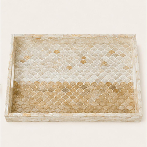 Plateau de service rectangulaire artisanal en mosaïque de nacre avec incrustation d'écaillage de poisson, plateau décoratif ottoman de luxe, vente en gros, meilleur prix - Product Image 3