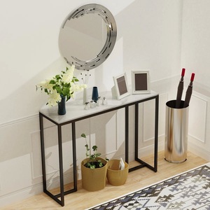 Mesa Consola Compacta de Acero con Patas Delgadas y Elegantes para Pasillos Estrechos, Apartamentos Pequeños, Comedores - Decoración Moderna para el Hogar - Product Image 5