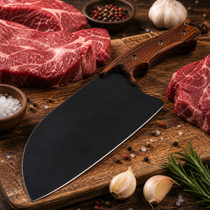 Cuchillo de Cocina Moderno Ambidiestro Hecho a Mano con Hoja de Acero al Carbono (6 Pulgadas), Apto para Lavavajillas, Mango de Madera y Funda de Cuero - Product Image 6