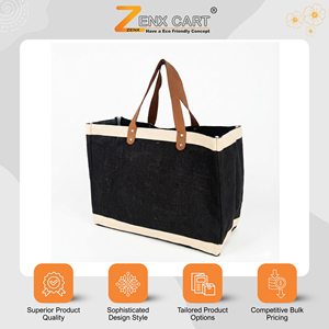 Bolsa de Compras de Lona Personalizada de Gran Tamaño, Bolsas de Yute con Letras Impresas para la Playa, Uso Diario, Fabricante Indio Directo, Cuero - Product Image 3