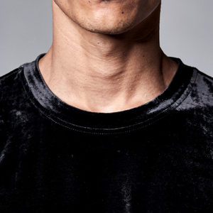 Custom Black Velour T-Shirt Men Summer Lightweight Velvet Tee Shirts Men's Crew Neck Short Sleeve Velour <b>TShirt</b> Mens - Product Image 6