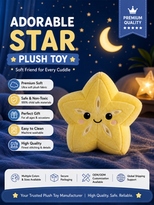Juguete de Peluche en Forma de Estrella, Almohada de Estrella Kawaii, Cojín de Terciopelo Suave, Regalo para Niños, Decoración de Cuarto Infantil, Muñeco de Peluche Acogedor - Product Image 1