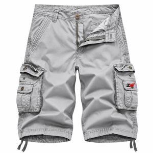 Pantalones Cortos Cargo de Algodón para Hombre, Holgados, Rectos, de Verano, con Múltiples Bolsillos, Cordón Ajustable, Color Sólido, para Chicos - Product Image 1